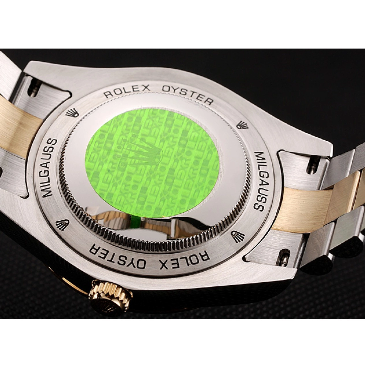 AAA Replica Watches Steel Swiss Tone Bracelet Stainless Day-Date Black 1453976 Gold Dial Case Diamond Rolex Two 0726